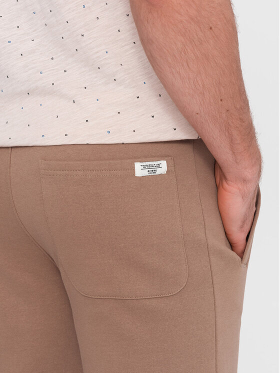 Ombre Ombre Spodnie dresowe OM-PABS-0206 Brązowy Regular Fit
