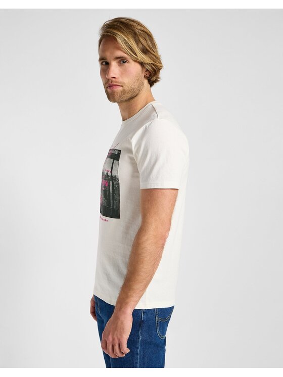 Lee Lee T-Shirt UTILITY ARTIST TEE 112355579 Écru Regular Fit