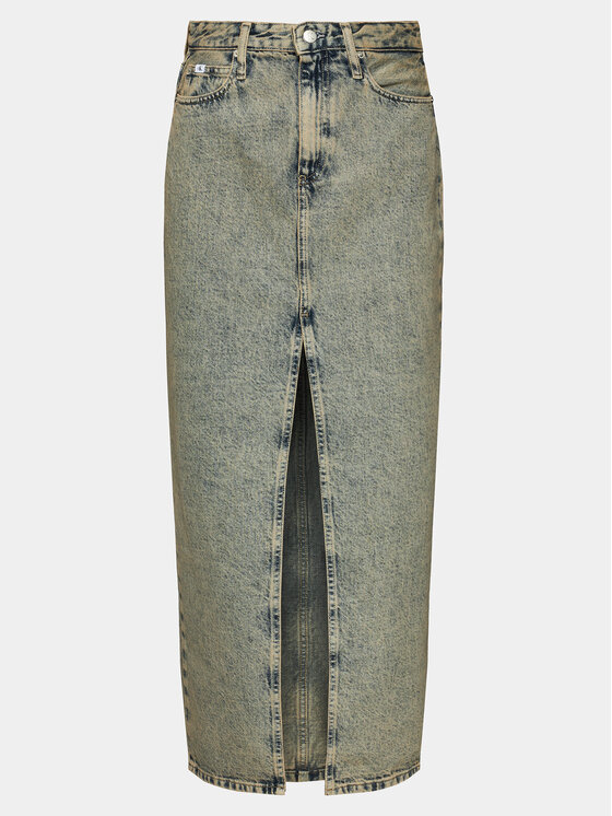 Calvin Klein Jeans Calvin Klein Jeans Fustă de blugi Front Split Maxi Denim Skirt J20J222869 Albastru Slim Fit