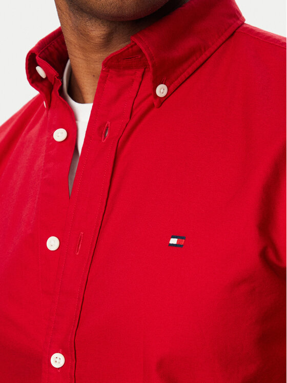 Tommy Hilfiger Tommy Hilfiger Hemd Solid Heritage MW0MW35774 Dunkelrot Regular Fit