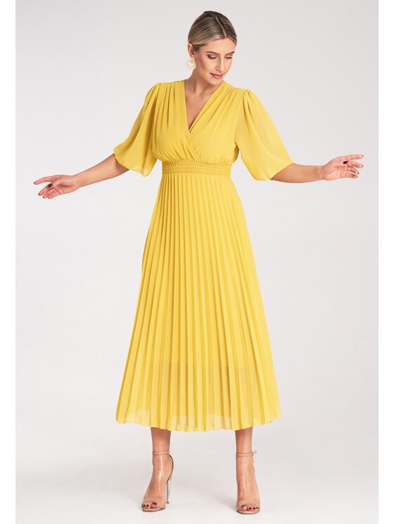 FIGL FIGL Sukienka koktajlowa M1124 Żółty Feminine Fit