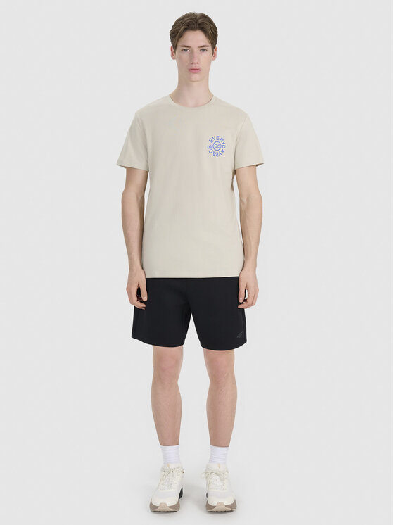 4F 4F T-Shirt A NEW ROAD AHEAD Beżowy Regular Fit
