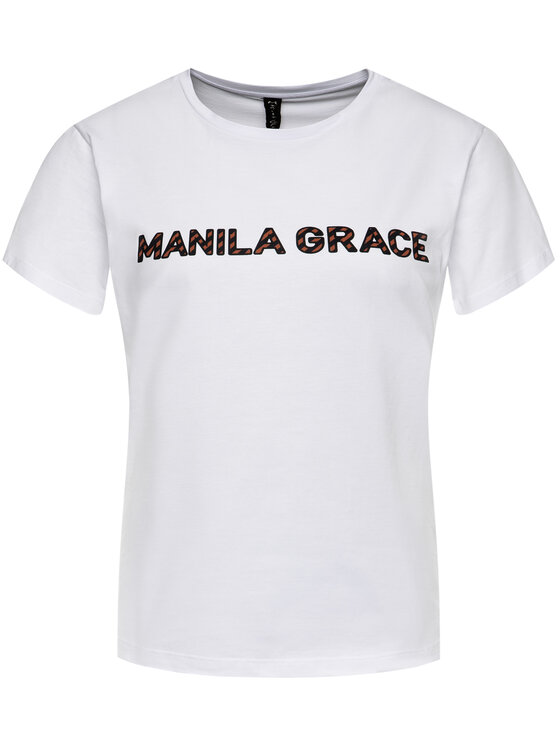 Manila Grace Manila Grace T-Shirt T169CU Biały Regular Fit