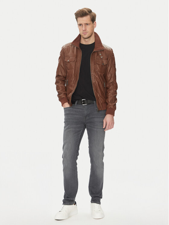 Serge Pariente Serge Pariente Usnjena jakna Tornade Rjava Regular Fit