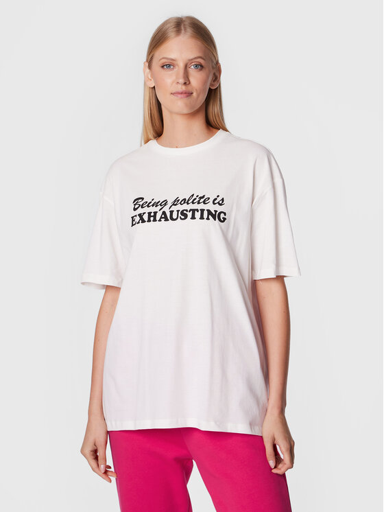 NA-KD NA-KD Футболка Being Polite 1100-006171-0260-004 Білий Relaxed Fit
