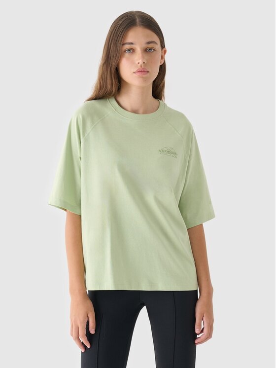 4F 4F T-Shirt 4FRAW24TTSHF2583-43S Zelená Oversize