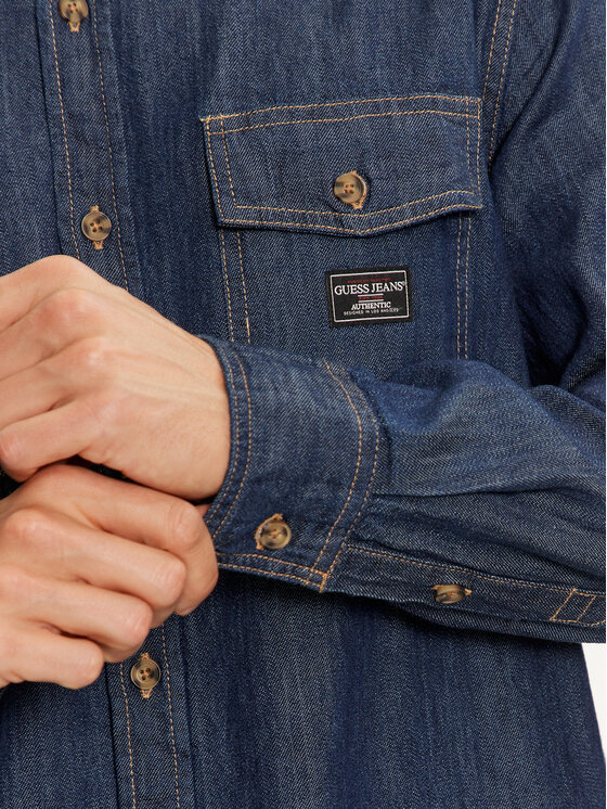 Guess Jeans Guess Jeans Τζιν πουκάμισο M4BH56 D5EI4 Σκούρο μπλε Regular Fit