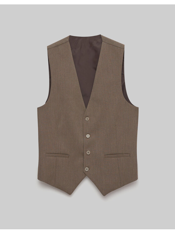 Borgio Borgio Kamizelka garniturowa livorno Brązowy Slim Fit