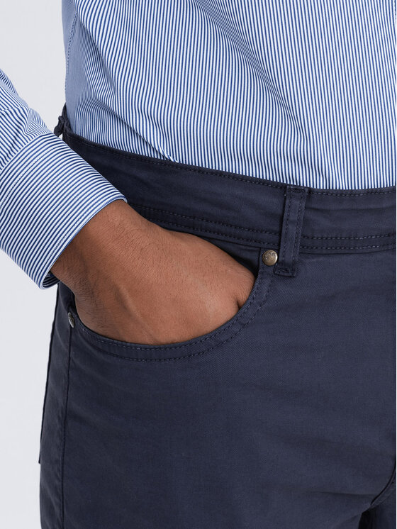 Ombre Ombre Spodnie materiałowe OM-PACP-0151 Granatowy Fitting Fit