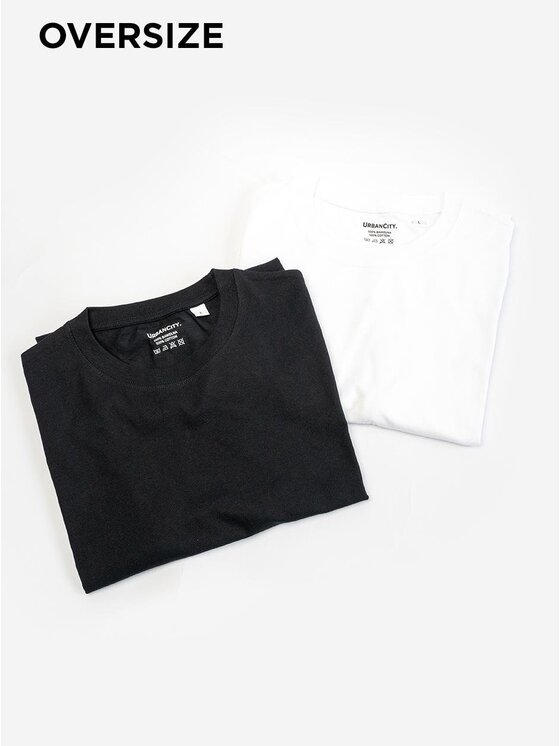 Komplet 2 t-shirtów, rozmiar XXL, Czarny, Zestaw 2 T-Shirtów Oversize Męskich Czarny / Biały Urban City No Logo L
