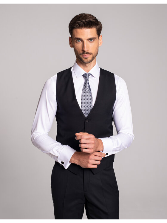 Borgio Borgio Kamizelka rosolini_02 Granatowy Slim Fit