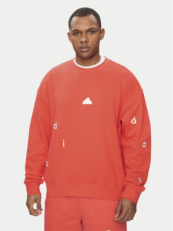 adidas Sweatshirt Embroidered IS2037 Rot Loose Fit Modivo