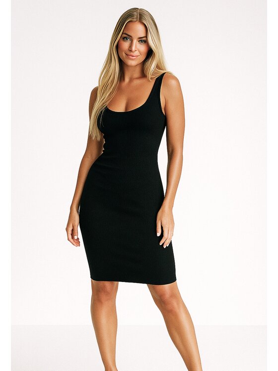 Nudyess Nudyess Letné šaty Melanie Mimi z prążka Čierna Fitted Fit