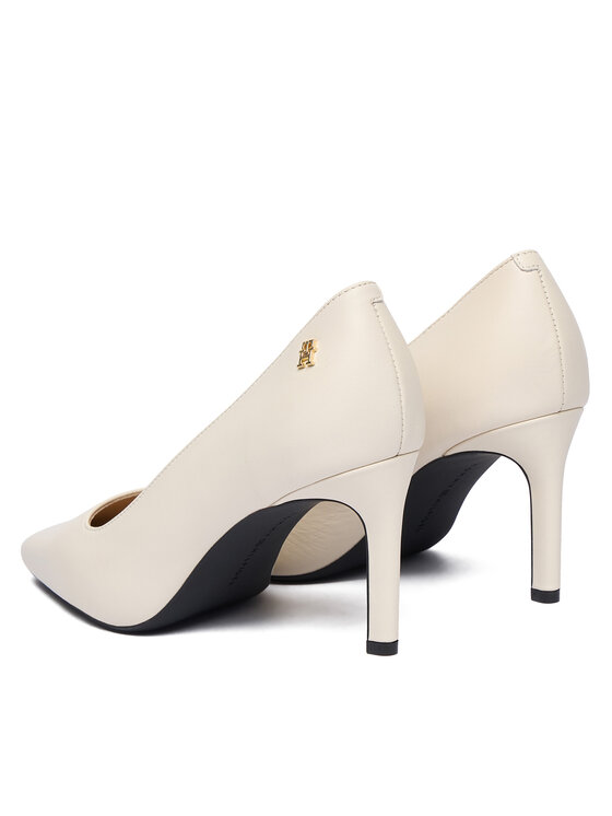 Tommy Hilfiger Tommy Hilfiger Lodičky Th Logo Lth Pump Slanted Hl FW0FW09008 Écru