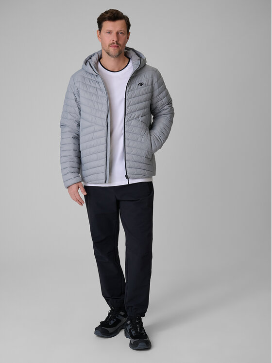 4F 4F Kurtka puchowa BASIC+ Szary jasny Regular Fit