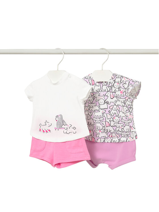 Mayoral Set 2 tricouri și pantaloni scurți 1641 Roz Regular Fit