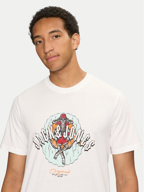 Jack&Jones Jack&Jones T-shirt Coconut Skull 12255192 Bijela Standard Fit
