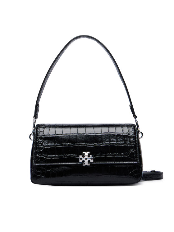 Tory Burch Tory Burch Torebka Charlie Embossed Croc Small Shoulder Bag 183522 Czarny