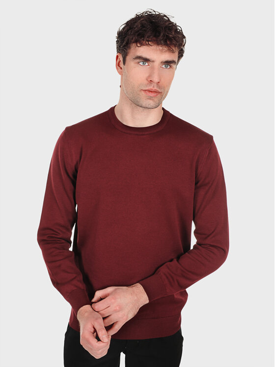 Sweter, rozmiar XXL, Bordowy, Round Neck Claret