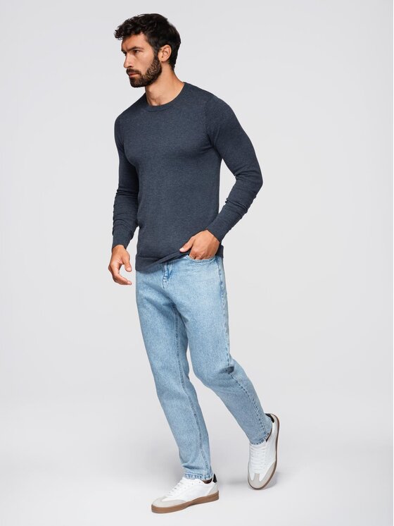 Ombre Ombre Sweter OM-SWBS-0106 Niebieski Regular Fit