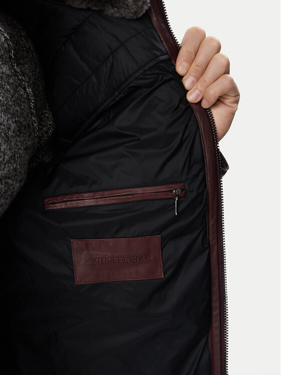 Milestone Milestone Usnjena jakna Kilian  631055 21590 Bordo rdeča Regular Fit