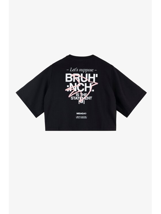 Misaga Misaga T-Shirt Brunch Crop T-Shirt Czarny Relaxed Fit