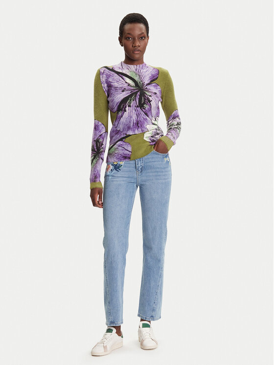 Desigual Desigual Blugi Sunflower 25WWDD23 Albastru Straight Fit