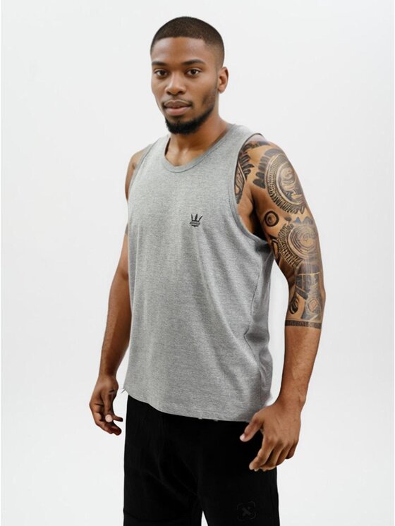 Jigga Wear Jigga Wear Tank top Tank Top Męski Szary / Czarny Jigga Wear Mini Crown XL Szary Loose Fit