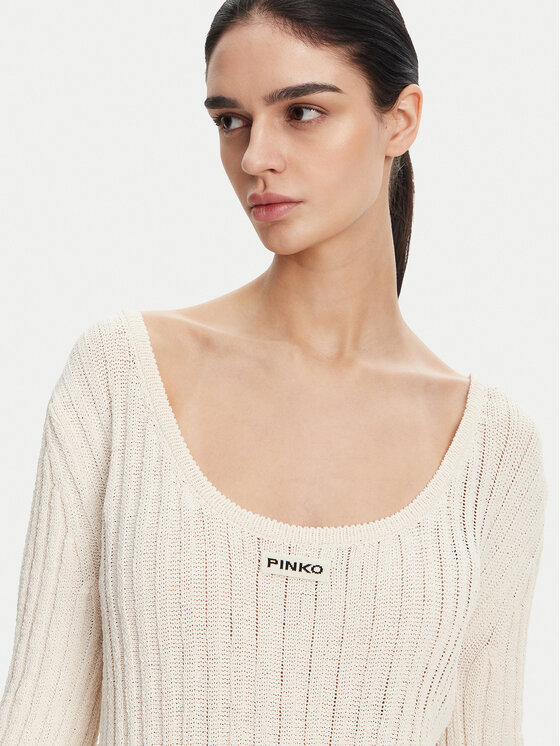 PINKO PINKO Úpletové šaty 105301 A2N7 Écru Regular Fit