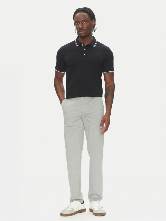 Lindbergh Lindbergh Тениска с яка и копчета 30-404010 Черен Relaxed Fit