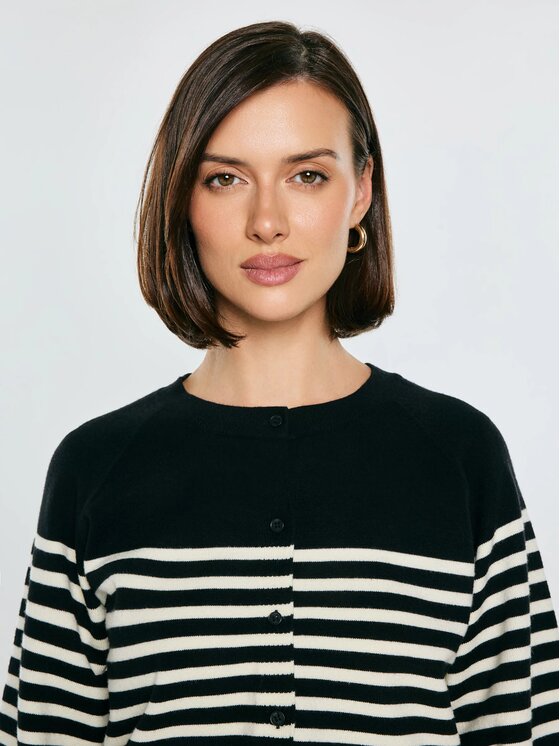 BIG STAR BIG STAR Kardigan SUZANA_906_160 Czarny Basic Fit