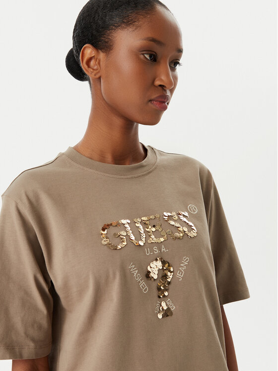 Guess Guess T-shirt V4YI06 I3Z14 Bež Regular Fit