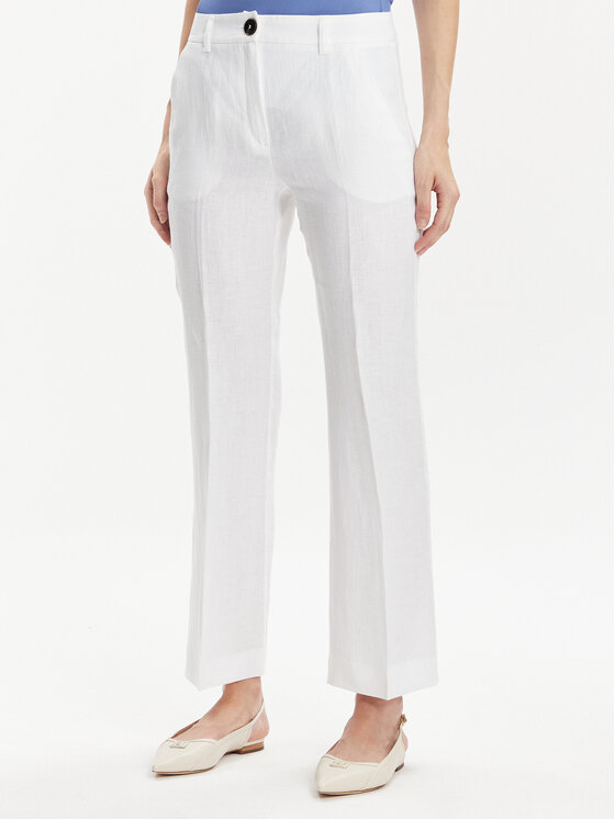 Marella Marella Kalhoty z materiálu Muschio 2413131272 Bílá Regular Fit