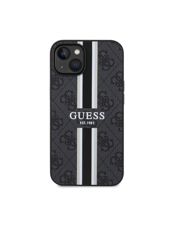 Guess Guess Etui na telefon 4G Printed Stripes MagSafe Czarny