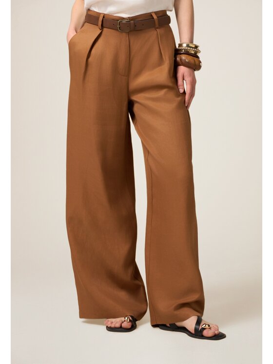 Oltre Oltre Pantaloni di tessuto P082R008837N022 Marrone Baggy Fit