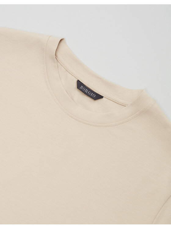 Borgio Borgio T-Shirt covo Beżowy Slim Fit