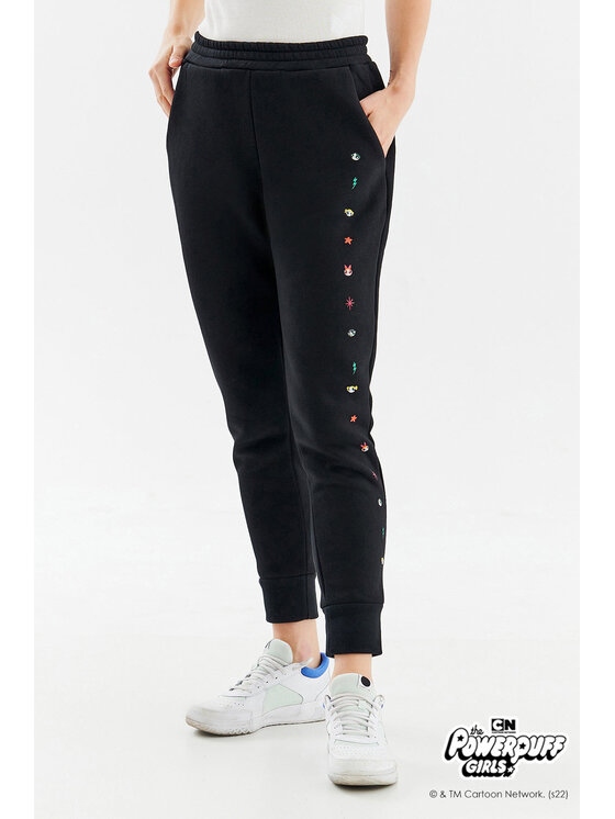 NAOKO NAOKO Teplákové kalhoty Powerpuff Girls Černá Regular Fit