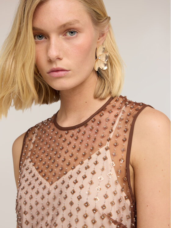 Motivi Motivi Abito da sera 7045Q003487N022 Crema Slim Fit