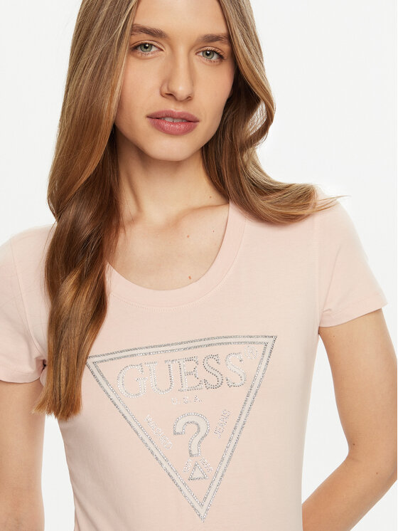 Guess Guess Tričko W5RI11 J1314 Ružová Regular Fit