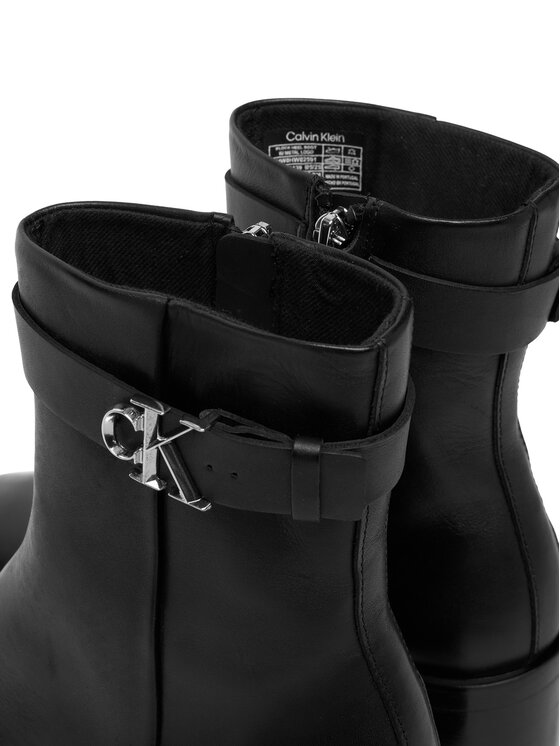 Calvin Klein Calvin Klein Bokacsizma Block Heel Boot W/ Metal Logo HW0HW02591 Fekete