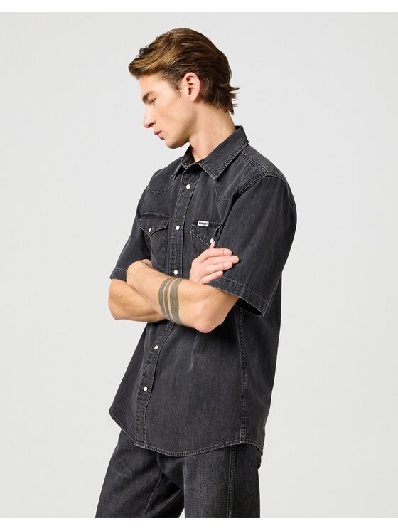 Wrangler Wrangler Koszula SS WESTERN SHIRT Czarny Regular Fit