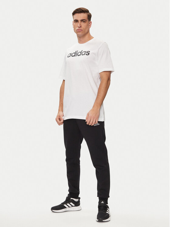 adidas adidas Marškinėliai Essentials Single Jersey Linear Embroidered Logo T-Shirt IC9276 Balta Regular Fit