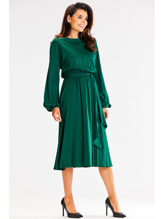 Awama Awama Sukienka letnia A602 Zielony Basic Fit