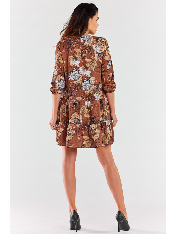 Awama Awama Sukienka codzienna A469 Brązowy Basic Fit