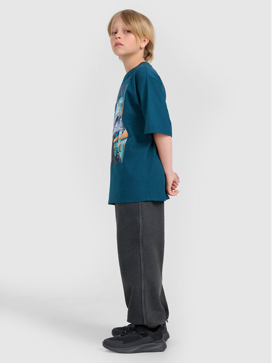 4F 4F T-Shirt CITY LINES Tyrkysová Oversize