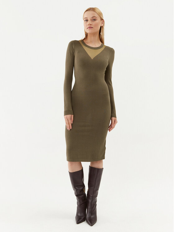 Fracomina Fracomina Strickkleid FJ23WD5002K51801 Khakifarben Slim Fit