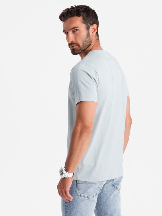 Ombre Ombre T-Shirt OM-TSCT-0170 Šedá Regular Fit