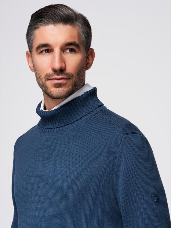 Ombre Ombre Sweter OM-SWTN-0163 Niebieski Regular Fit