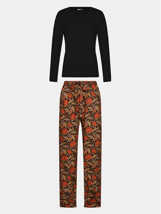 Selmark Selmark Piżama Flores P6973 Czarny Regular Fit