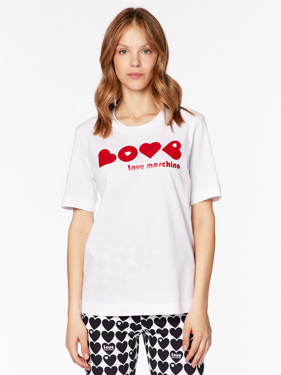 LOVE MOSCHINO Tricou W4F154BM 3876 Alb Relaxed Fit